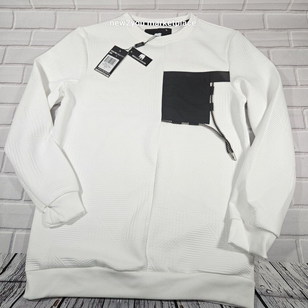 NWT American Stitch Men’s Pullover Sweatshirt White size large, longsleeve
